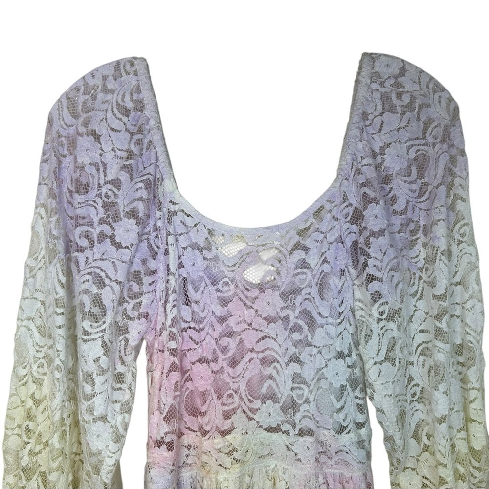 LoveShackFancy Pastel Lace Mini Dress in Pink, Purple, Cream - Picture 11 of 16